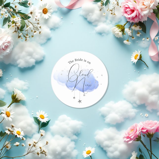 Cloud 9 Bridal Shower Classic Round Sticker (Cloud 9 Bridal Shower Classic Round Sticker)