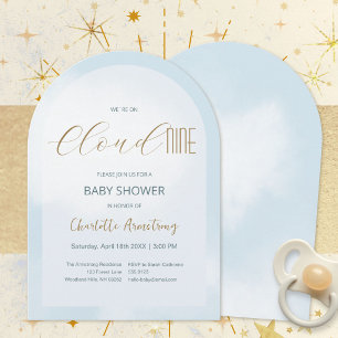 Cloud 9 Celestial Blue Baby Shower Invitation