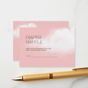 Cloud 9 Girl Pink Baby Shower Diaper Raffle Enclosure Card