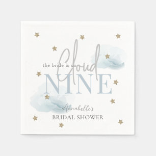Cloud 9 Gold Stars Blue Watercolor Bridal Shower Napkin