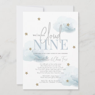 Cloud 9 Gold Stars Boy Baby Shower by Mail Invitation