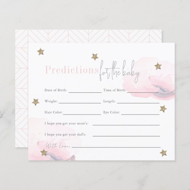 Cloud 9 Gold Stars Pink Girl Baby Predictions (Front/Back)