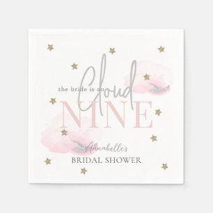 Cloud 9 Gold Stars Pink Watercolor Bridal Shower Napkin
