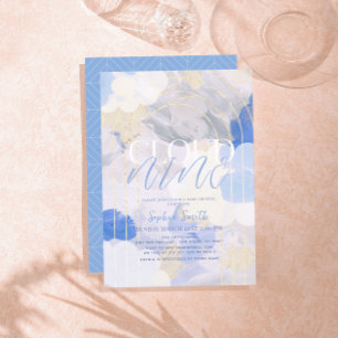 Cloud 9 Gouache Paint Brush Stroke Baby Shower Invitation
