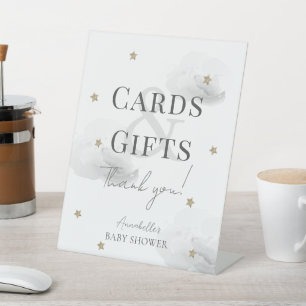 Cloud 9 Grey Clouds Baby Shower Cards & Gifts Pedestal Sign