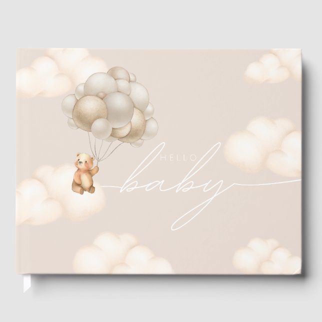 Cloud 9 Neutral Bear Baby Shower Guest Book (Front)
