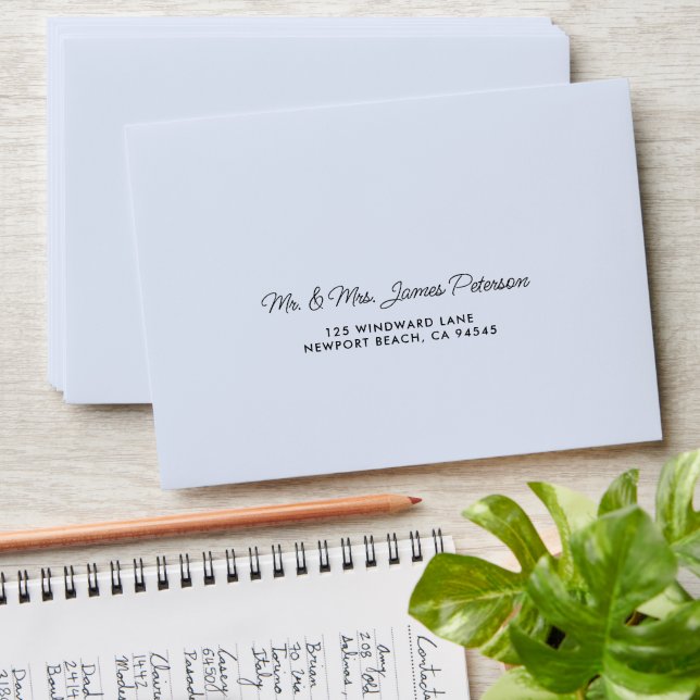 Cloud 9 Pastel Blue Calligraphy Blue Bridal Shower Envelope (Stacked)