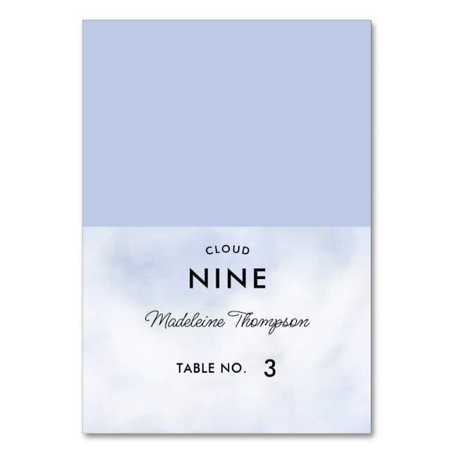 Cloud 9 Pastel Blue Chic Bridal Shower Place Card (Front)