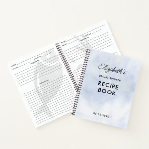Cloud 9 Pastel Blue Chic Bridal Shower Recipe Book