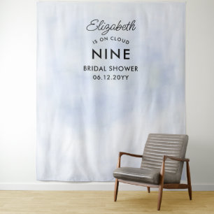 Cloud 9 Pastel Blue Modern Bridal Shower Backdrop Tapestry