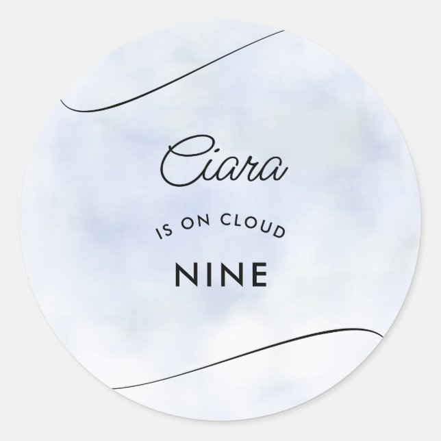 Cloud 9 Pastel Sky Clouds Modern Bridal Shower Classic Round Sticker (Front)