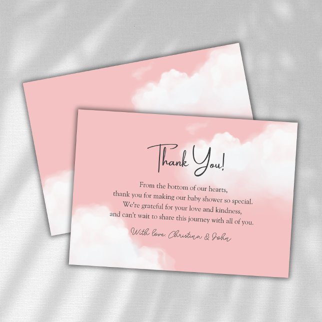 Cloud 9 Pink Girl Baby Shower Thank You Card (Creator Uploaded)
