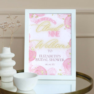 Cloud 9 Pink Gold Bridal Shower Welcome Sign