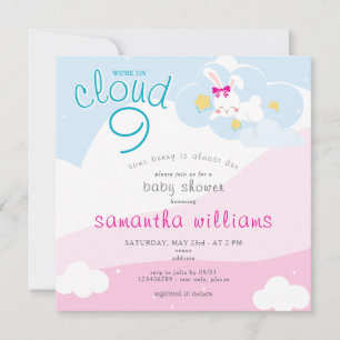 Cloud 9 Some Bunny Pink Spring Girl Baby Shower Invitation