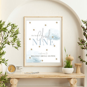 Cloud 9 Star Blue Watercolor Bridal Shower Welcome Poster