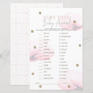 Cloud 9 Star Pink Baby Shower Name the Baby Animal