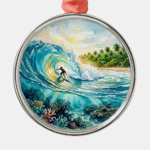 Cloud 9 Surf Break Metal Tree Decoration