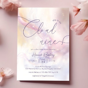Cloud 9 Watercolor Baby Shower Invitation
