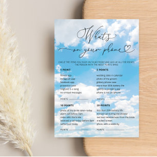 Cloud 9 What's On Your Phone Bridal Game Cards