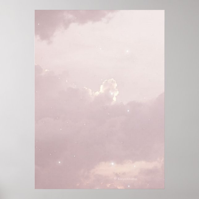  cloud aesthetic sky pastel star light crescent  poster (Front)