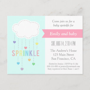 Cloud and Hearts Baby Sprinkle Shower Invitations