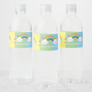 Cloud and Rainbow Children Birthday party Water Bottle Label