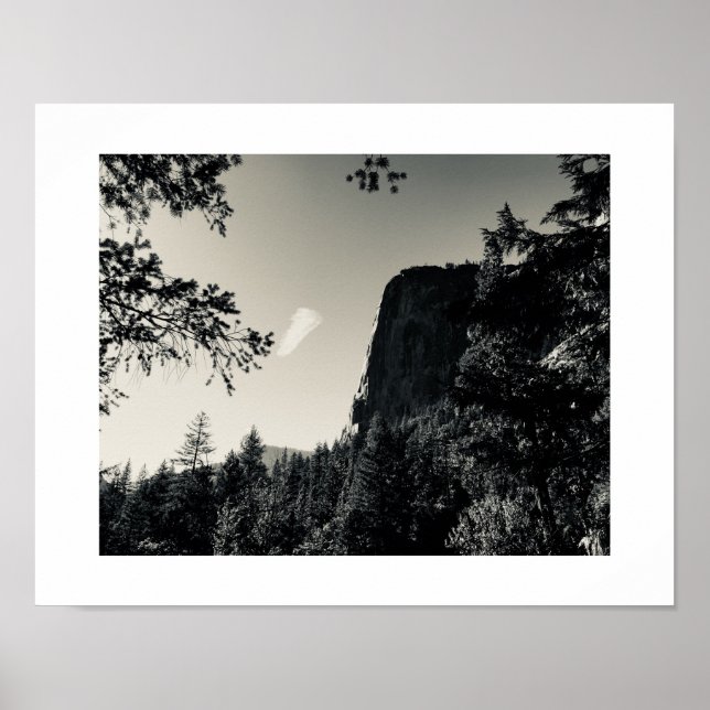 Cloud and Rock Yosemite Black and White Poster (Front)