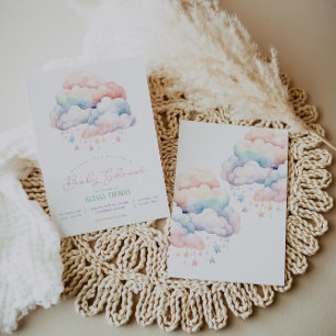 Cloud and Stars Gender Neutral Baby Shower Invitation