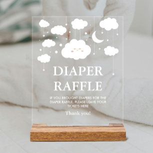 Cloud Baby Shower Diaper Raffle Acrylic Sign