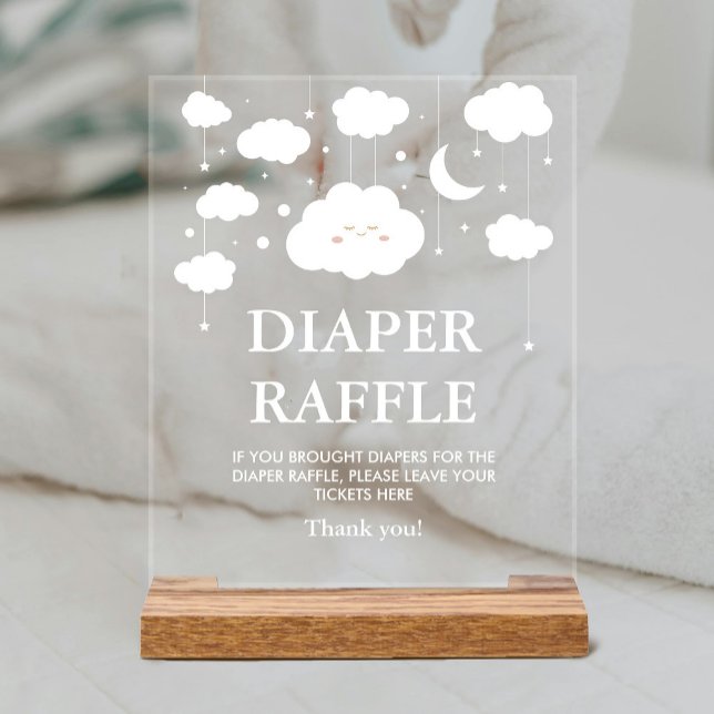 Cloud Baby Shower Diaper Raffle Acrylic Sign (Creator Uploaded)