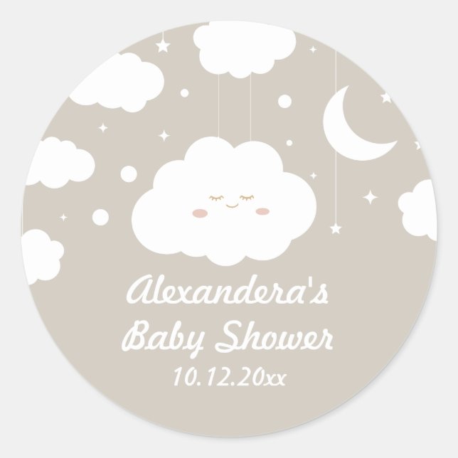 Cloud Baby Shower Favour Classic Round Sticker (Front)