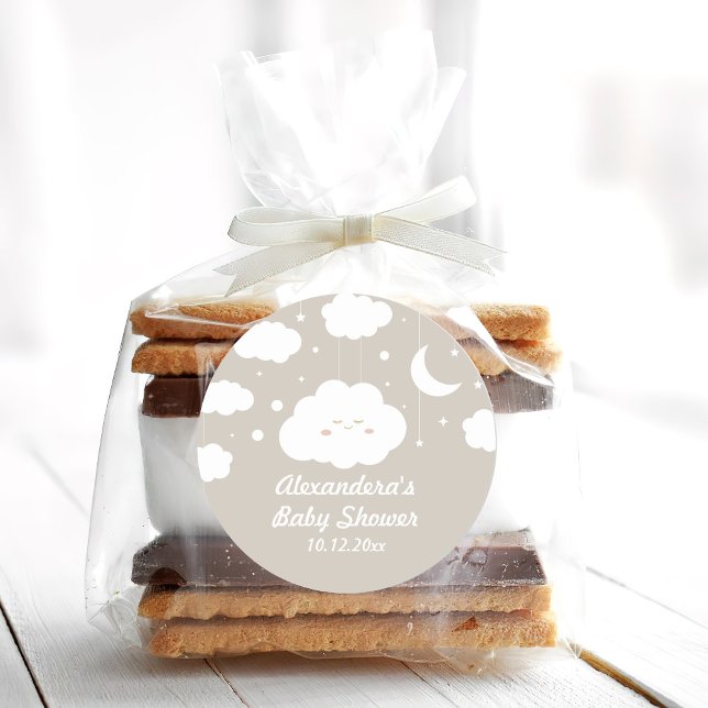 Cloud Baby Shower Favour Classic Round Sticker (Creator Uploaded)