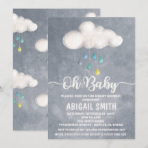 Cloud Baby Shower Invitation Raindrop Love