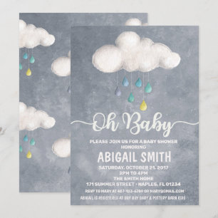 Cloud Baby Shower Invitation Raindrop Love