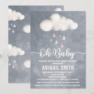 Cloud Baby Shower Invitation Raindrop Love