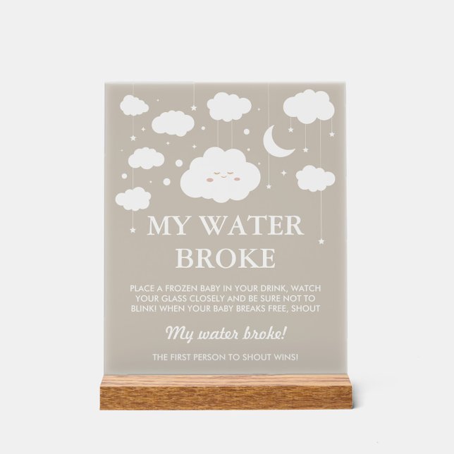 Cloud Baby Shower My Water Broke Game Acrylic Sign (Creator Uploaded)
