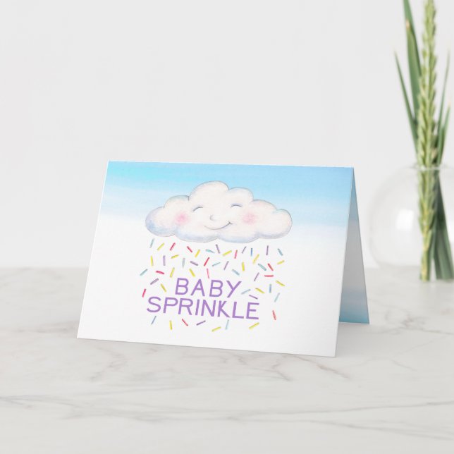 Cloud baby sprinkle blue watercolor thank you card (Front)