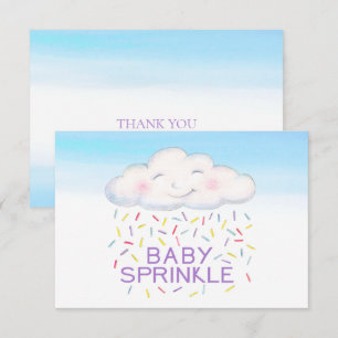 Cloud baby sprinkle blue watercolor thank you card