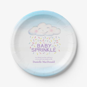 Cloud baby sprinkle colorful strands watercolor paper plate