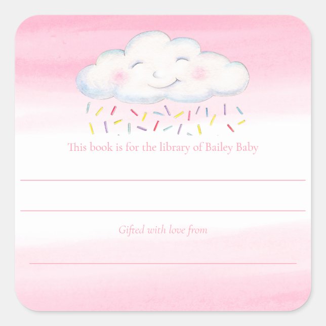 Cloud baby sprinkle watercolor book competition square sticker (Front)