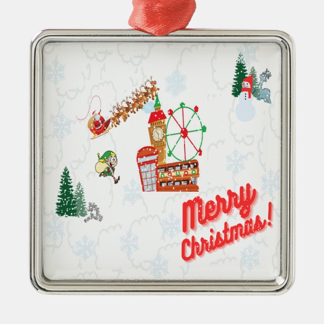  Cloud Background LONDON -Christmas Ornaments  (Front)