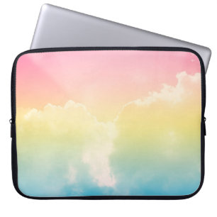 cloud background with a pastel coloured gradient. laptop sleeve