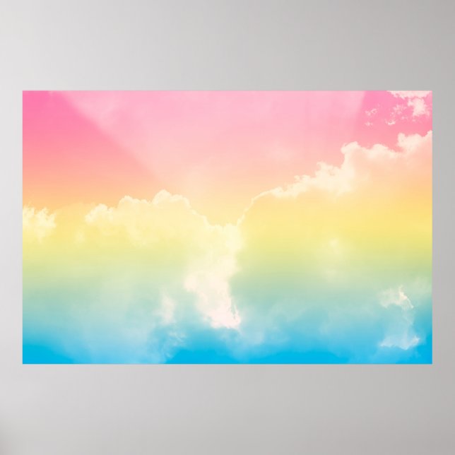 cloud background with a pastel coloured gradient.  poster (Front)