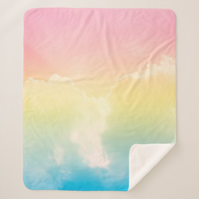 cloud background with a pastel coloured gradient.  sherpa blanket (Front)