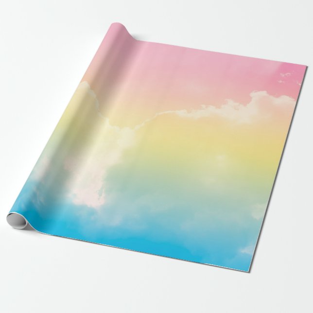 cloud background with a pastel coloured gradient.  wrapping paper (Unrolled)