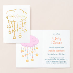 Cloud Beads Stars Mobile Baby Shower Invitation