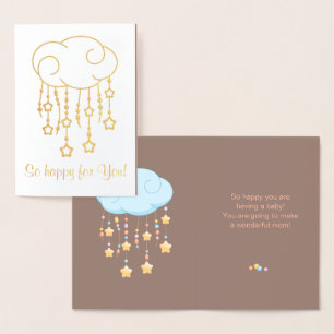 Cloud Beads Stars Mobile Having Baby Brown Foil Card