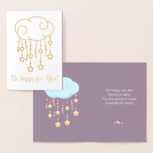 Cloud Beads Stars Mobile Having Baby Purple Foil Card
