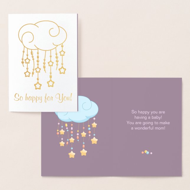 Cloud Beads Stars Mobile Having Baby Purple Foil Card (Display)