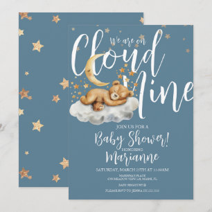  Cloud Bear Boy Stars Baby Shower  Invitation